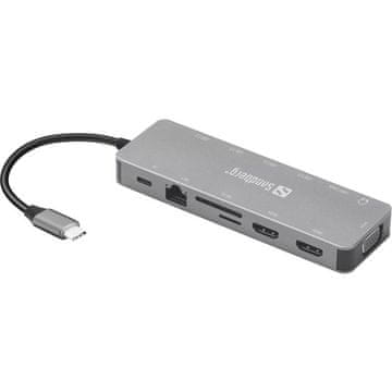 Sandberg USB-C 13-v-1 Travel Dock priključna stanica za prijenosnike