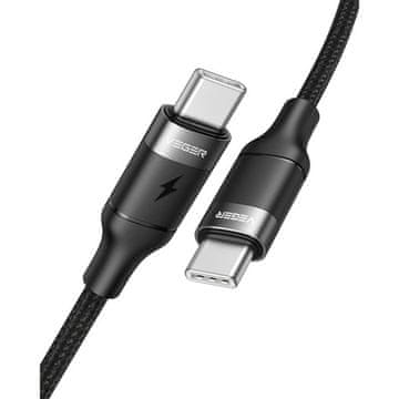 VEGER CC02 pleteni kabel USB-C na USB-C, 100W, 1,5m, crn
