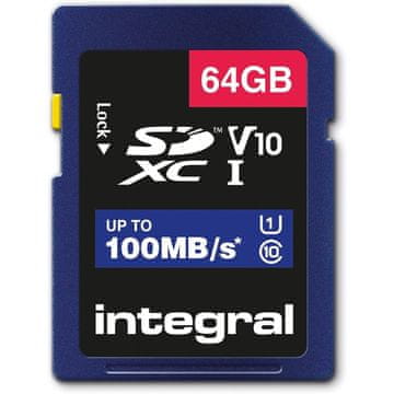 Integral 64GB SD kartica Visoke brzine Memorija SDXC Do 100MB/S V10 UHS U1