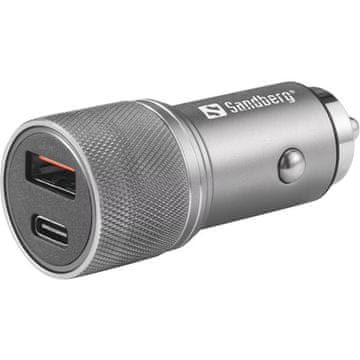 Sandberg Auto punjač 1xQC3.0 u 1xUSB-C 48W