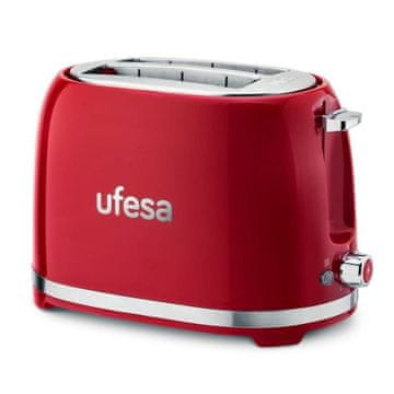 UFESA Classic PinUp Crveno-bijeli toster kruha s dva režima 850W