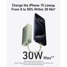 Anker 545 Nano powerbank 10K s ugrađenim USB-C kablom, zeleni