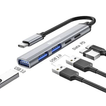 Sandberg USB-C v 3xUSB-A + 2xUSB-C SAVER štedljivo čvorište