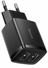 BASEUS Compact kućni punjač, 2 x USB 10,5 W, crni (CCXJ010201)
