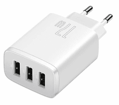 BASEUS Kompaktni kućni punjač, 3 x USB 17W, bijeli (CCXJ020102)