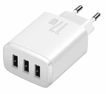 BASEUS Kompaktni kućni punjač, 3 x USB 17W, bijeli (CCXJ020102)