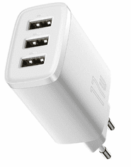 BASEUS Kompaktni kućni punjač, 3 x USB 17W, bijeli (CCXJ020102)