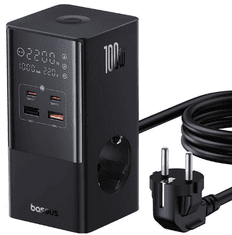 BASEUS stanica za punjenje, 6 priključaka: 2xAC, 2xUSB, 2xUSB-C, 100W (E00023609113-00)