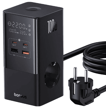 BASEUS stanica za punjenje, 6 priključaka: 2xAC, 2xUSB, 2xUSB-C, 100W (E00023609113-00)