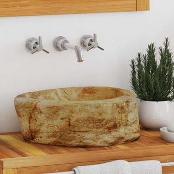 Vidaxl Umivaonik 45 x 35 x 15 cm Okamenjeno drvo Krem boje