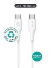eSTUFF INFINITE kabel USB C-C 0,5m, bijeli 60W, 480Mbps, recikl. plastika