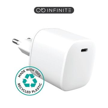 eSTUFF INFINITE punjač USB-C 45W GaN bijel, od reciklirane plastike