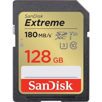 SanDisk Extreme PLUS 128GB SDHC Mspominska kartica 180MB/s i 90MB/s čitanje/pisanje, UHS-I, Klasa 10