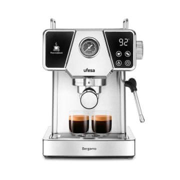 UFESA Bergamo aparat za espresso, mljevenje kave, 20 barova pritiska, s manometrom, Thermoblock grijanjem i pjenilicom za mlijeko