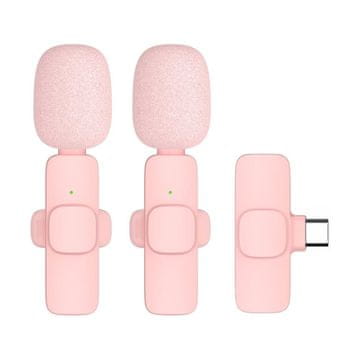 MG K1 bežični lavalier mikrofon USB-C 2kom, ružičasta