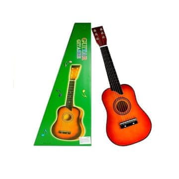 Lean-toys Klasična drvena gitara za početnike za djecu 60 cm crvene boje