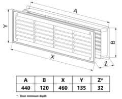 Awenta Rešetka za ventilaciju vrata, boja hrasta