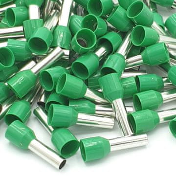 100 komada izoliranih zelenih jednostrukih kabelskih papučica od 6 mm²