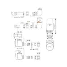 Invena Univerzalni aksijalni termostatski set (desni/lijevi), crni/zlatni + PEX, Cu konektori