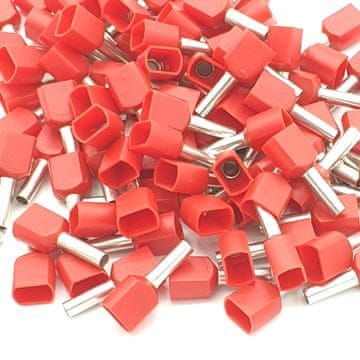 Petex 100 kom 1 mm crvenih dvostrukih ferula za krimpovanje izoliranih krajeva kabela