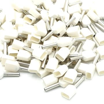 100 kom 0,5 mm bijelih dvostrukih krimpovanih ferula za izolirane završne terminale kabela