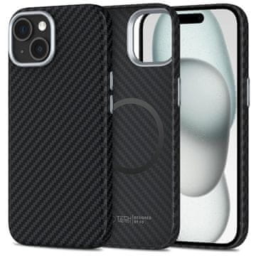 Tech-protect Ion Carbon MagSafe maska za iPhone 15, crno/srebro