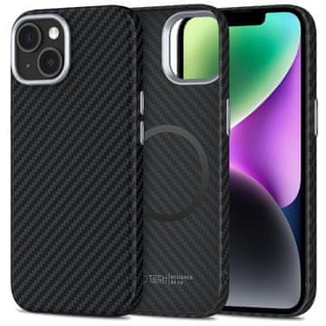Tech-protect Ion Carbon MagSafe maska za iPhone 14, crno/srebro
