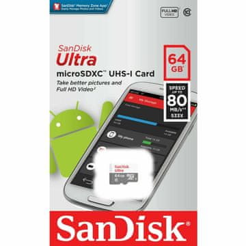 SanDisk 64GB Ultra microSDXC 100MB/s Klasa 10 UHS-I
