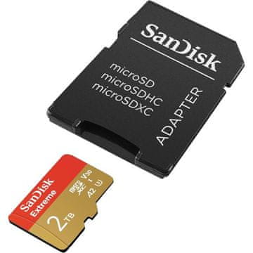 SanDisk 2TB Extreme microSDXC UHS-I s adapterom do 240MB/s, C10, U3, V30, 4K, 5K, A2, Micro SD kartica