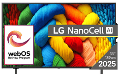 LG NANO80 AI TV, 139 cm, 4K (55NANO80A3B.AEU)