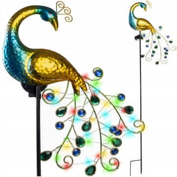 Malatec Solarna dekorativna vrtna lampa paun sa 40 LED RGB efektom