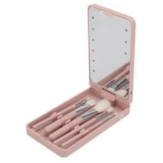 Bodybite Mini set kistova za šminku s LED ogledalom, kompaktan putni komplet u torbici | GLOBRISTIC, roza