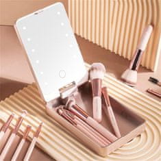Bodybite Mini set kistova za šminku s LED ogledalom, kompaktan putni komplet u torbici | GLOBRISTIC, roza