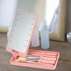 Bodybite Mini set kistova za šminku s LED ogledalom, kompaktan putni komplet u torbici | GLOBRISTIC, roza