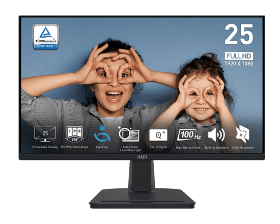 MSI Pro MP251 monitor, 24.5, FHD, VA, 100Hz, 1ms, crni