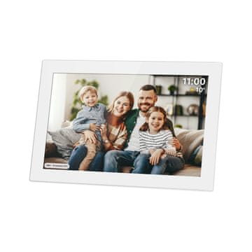 Krüger&Matz Digitalni okvir za fotografije osjetljiv na dodir FRAMEO Wi-Fi zvučnik 10,1″ bijeli + aplikacija