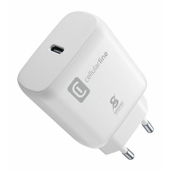 CellularLine USB-C kućni punjač, 25 W, bijeli (ACHSMUSBCPD25WW)