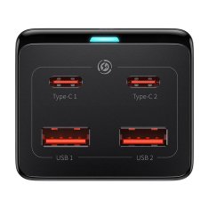 BASEUS Baseus GaN3 Pro punjač s 2x USB + 2x USB-C + AC, 100W, crni