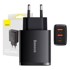 BASEUS Baseus Compact Quick Charger, 30W, 2xUSB, USB-C, PD, brzo punjenje, crni