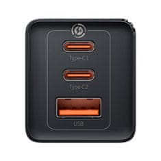 BASEUS Punjač Baseus GaN5 Pro 65W s 2xUSB-C + USB, crni, brzo punjenje za sve uređaje
