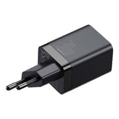 BASEUS Brzi punjač Baseus Super Si Pro 30W USB & USB-C, crni, dvostruki port