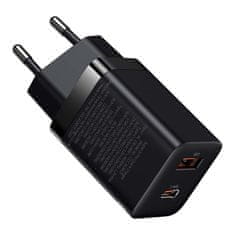 BASEUS Brzi punjač Baseus Super Si Pro 30W USB & USB-C, crni, dvostruki port