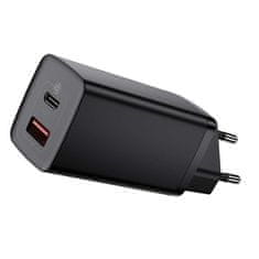 BASEUS Baseus GaN2 Lite 65W USB + USB-C punjač, EU, crni - brzo i sigurno punjenje dva uređaja