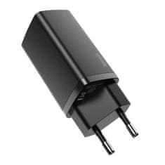 BASEUS Baseus GaN2 Lite 65W USB + USB-C punjač, EU, crni - brzo i sigurno punjenje dva uređaja