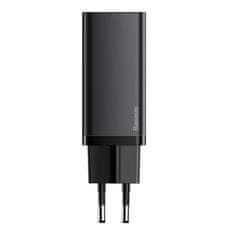 BASEUS Baseus GaN2 Lite 65W USB + USB-C punjač, EU, crni - brzo i sigurno punjenje dva uređaja
