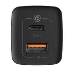 BASEUS Baseus GaN2 Lite 65W USB + USB-C punjač, EU, crni - brzo i sigurno punjenje dva uređaja