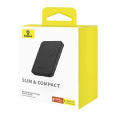 BASEUS Magnetski mini prijenosni punjač Baseus 5000mAh, USB-C 20W (crni)