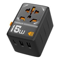 Tessan Adapter za putovanje Tessan WTA-01 s 3 USB priključka i globalnom kompatibilnošću