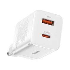 BASEUS Brza punjačica Baseus Super Si Pro USB + USB-C 30W (bijela)