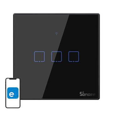 Sonoff Pametan dodirni prekidač svjetla WiFi + RF 433 Sonoff T3 EU TX (3-kanalni)